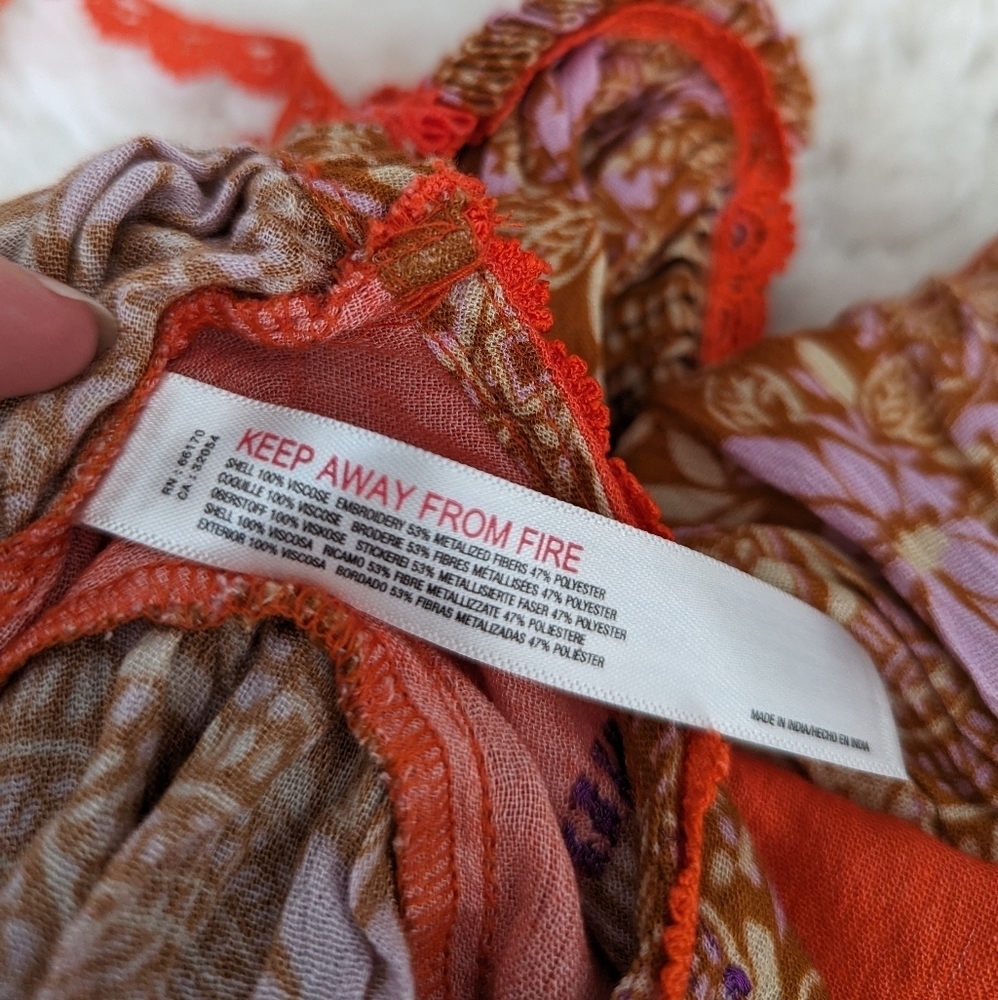 Free People Bali Desert Nova Cami Tank Orange & Purple xs - Picture 7 of 10